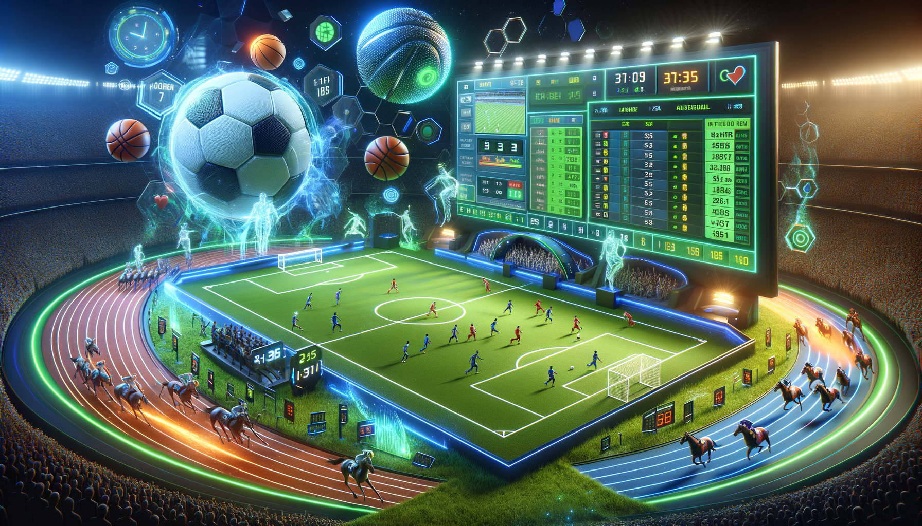 Sanal sporlar - futbol, basketbol ve at yarışları ile hızlı sonuçlu bahis seçenekleri